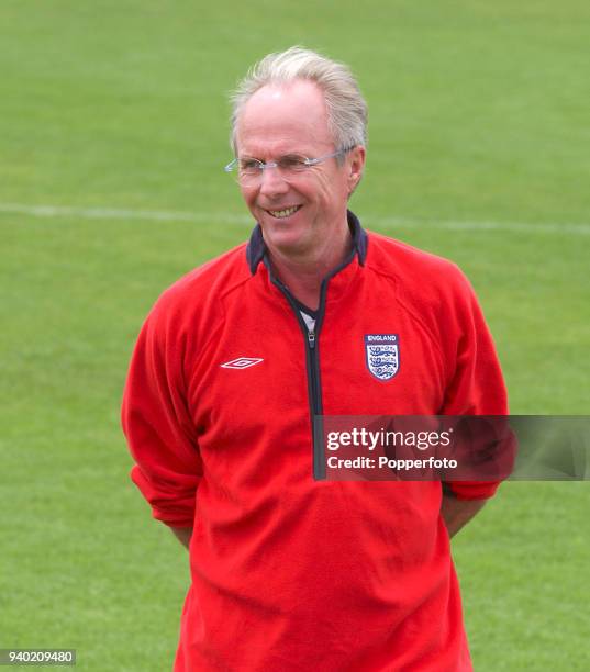 England coach Sven Goran Eriksson during a training session at the England training camp in Sardinia, Italy on May 25, 2004.