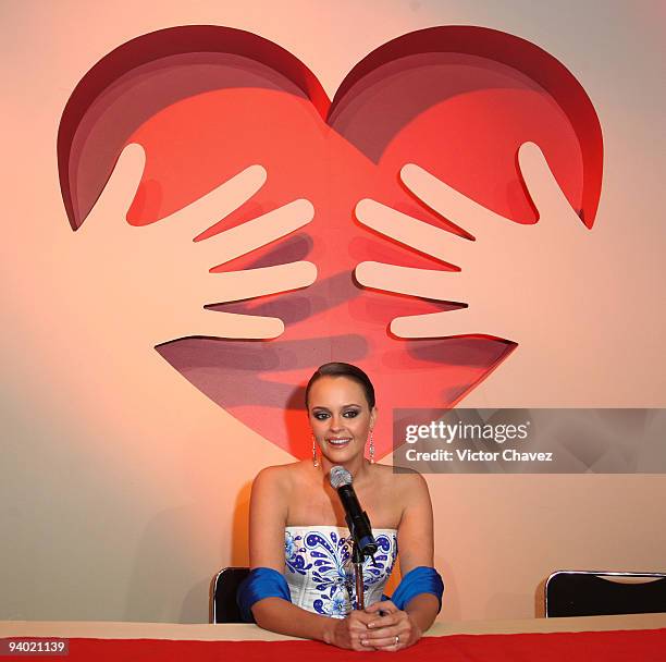 Singer Shaila Durcal attends a press conference during the Teleton 2009 at Televisa San Angel on December 4, 2009 in Mexico City, Mexico.