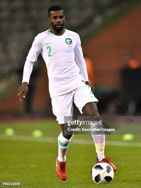 Mansour Alharbi of Saudi Arabia during the International Friendly match between Belgium v Saudi Arabia at the Koning Boudewijnstadion on March 27,...