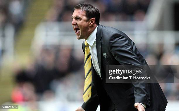 Watford manager, Malky Mackay during the Coca-Cola Championship game between Newcastle United and Watford at St James' Park on December 05, 2009 in...
