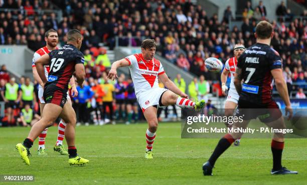 St Helens' Jon Wilkin during the Super League match at the Totally Wicked Stadium, St Helens.