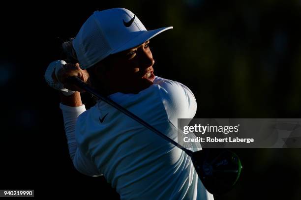 Mel Reid of England makes a tee shot on the second hole during round two of the ANA Inspiration on the Dinah Shore Tournament Course at Mission Hills...