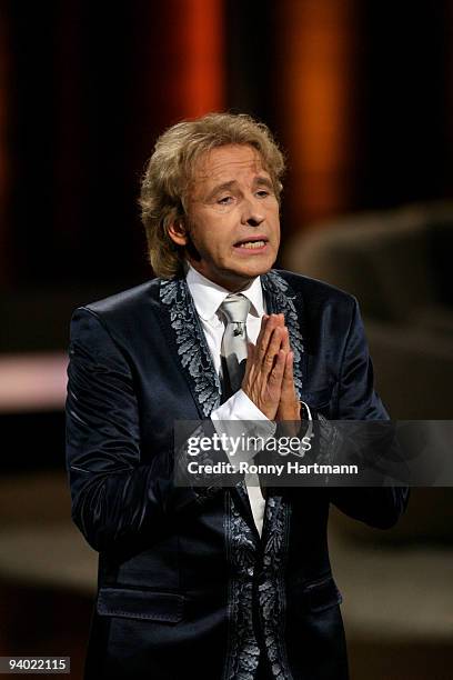 Host Thomas Gottschalk attends the Wetten dass...? show at the AWD Dome on December 5, 2009 in Bremen, Germany.