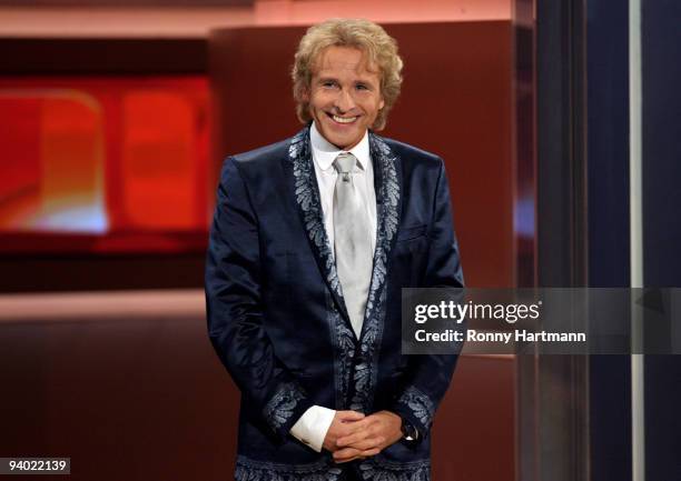 Host Thomas Gottschalk attends the Wetten dass...? show at the AWD Dome on December 5, 2009 in Bremen, Germany.