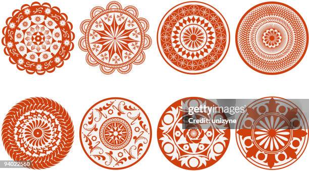 ilustraciones, imágenes clip art, dibujos animados e iconos de stock de hermosos diseños circular - folk
