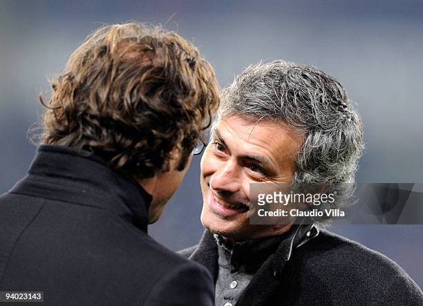 Juventus FC Head Coach Ciro Ferrara and FC Internazionale Milano Head Coach Josè Mourinho during the Serie A match between Juventus and Inter Milan...