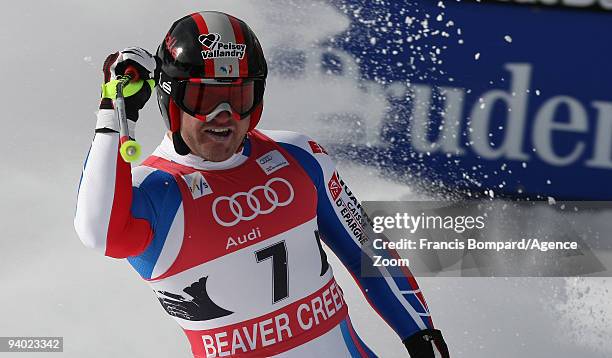 David Poisson of France takes 8th place during the Audi FIS Alpine Ski World Cup Men's Downhill on December 5, 2009 in Beaver Creek, Colorado.