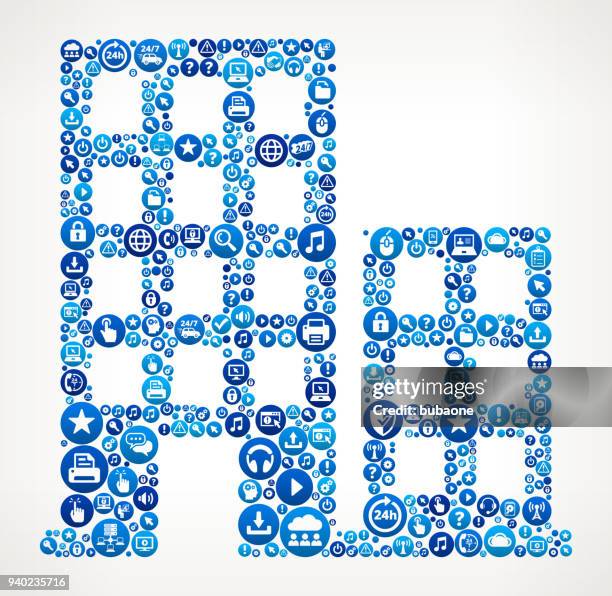 building computer tech support - building cloud reflection stock illustrations