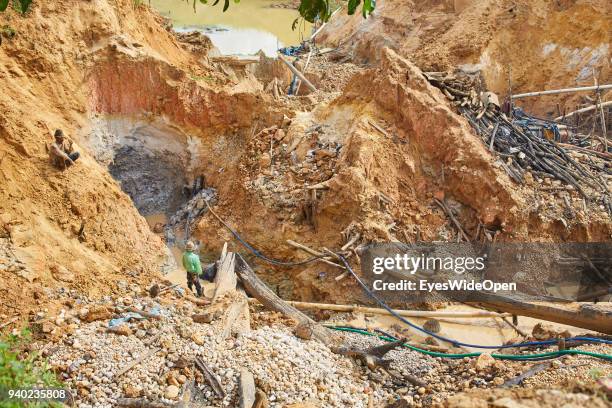 Traditional Diamond Mining at Cempaka Mine, one of the largest Mines in the Country on October 30, 2013 in Banjarmasin, Kalimantan, Indonesia.