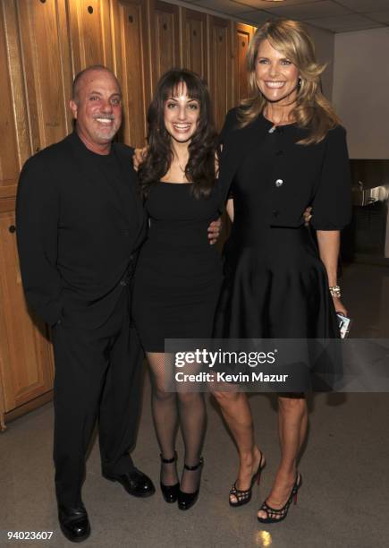Billy Joel, Alexa Ray Joel and Christie Brinkley backstage at the 2008 Rainforest Foundation Fund Benefit Concert at Carnegie Hall on May 8, 2008 in...