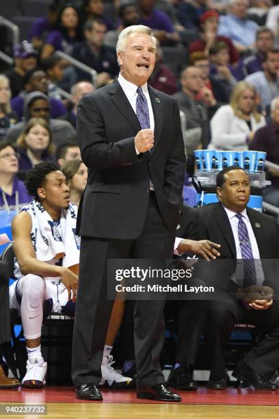Head coach Bruce Weber of the Kansas State Wildcats looks on during the second round of the 2018 NCAA Men's Basketball Tournament against the UMBC...