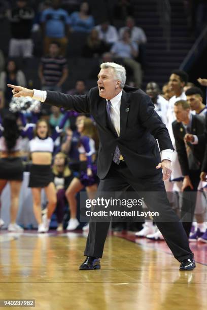 Head coach Bruce Weber of the Kansas State Wildcats reacts to a call during the second round of the 2018 NCAA Men's Basketball Tournament against the...