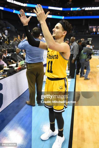 Maura of the UMBC Retrievers thanks the fans after the second round of the 2018 NCAA Men's Basketball Tournament against the Kansas State Wildcats at...