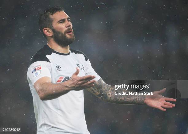 Bradley Johnson of Derby County shows his frustration during the Sky Bet Championship match between Derby County and Sunderland at iPro Stadium on...