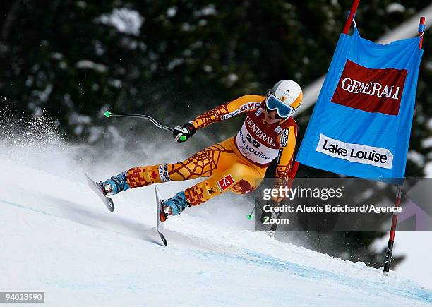 Britt Janyk of Canada place during the Audi FIS Alpine Ski World Cup Women's Downhill on December 5, 2009 in Lake Louise, Canada.