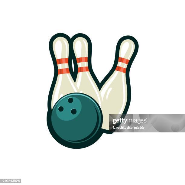 retro style bowling elements - retro bowling alley stock illustrations