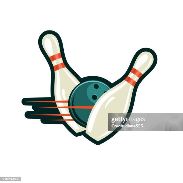 stockillustraties, clipart, cartoons en iconen met retro stijlelementen bowling - bowlen