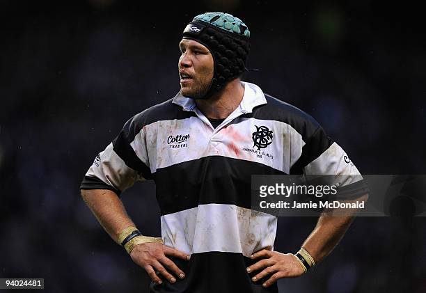 Bismark du Plessis of the Barbarians looks on during the MasterCard Trophy match between Barbarians and New Zealand at Twickenham Stadium on December...