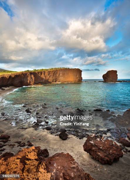 sweetheart rock dell'isola di lanai alle hawaii - lanai foto e immagini stock