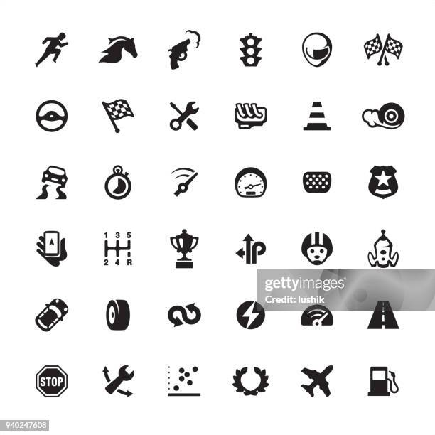 ilustraciones, imágenes clip art, dibujos animados e iconos de stock de conjunto de iconos de diseño de carreras de auto - motorcycle helmet