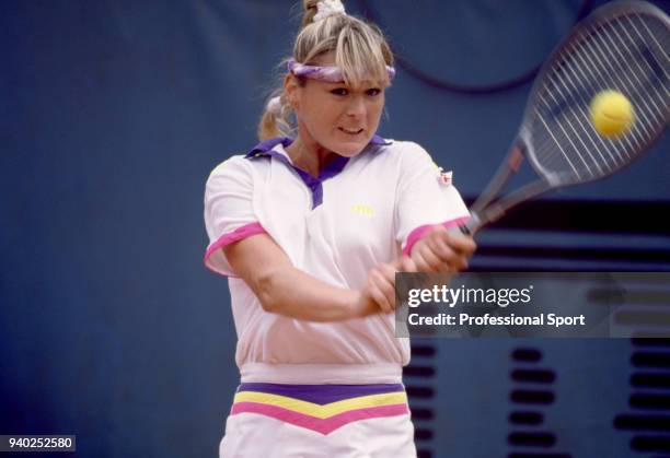 Andrea Temesvari of Hungary in action during the French Open Tennis Championships at the Stade Roland Garros circa May 1990 in Paris, France.