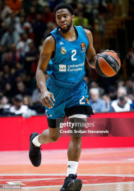 Chasson Randle of Real Madrid in action during the 2017/2018 Turkish Airlines EuroLeague Regular Season game between Crvena Zvezda mts Belgrade and...