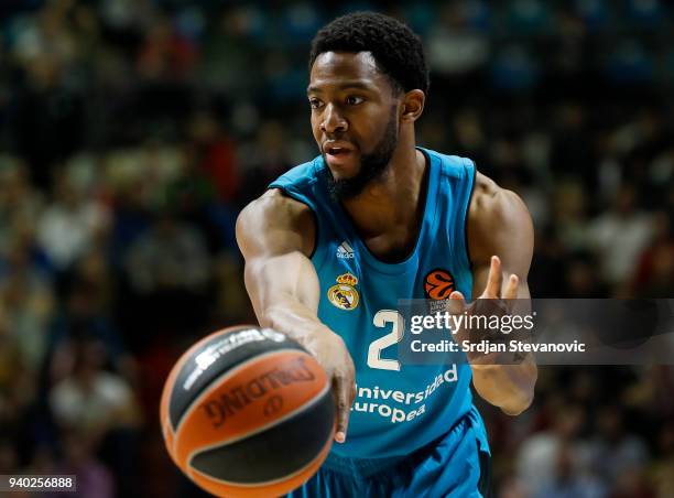 Chasson Randle of Real Madrid in action during the 2017/2018 Turkish Airlines EuroLeague Regular Season game between Crvena Zvezda mts Belgrade and...