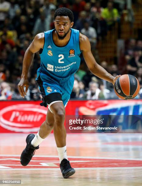 Chasson Randle of Real Madrid in action during the 2017/2018 Turkish Airlines EuroLeague Regular Season game between Crvena Zvezda mts Belgrade and...