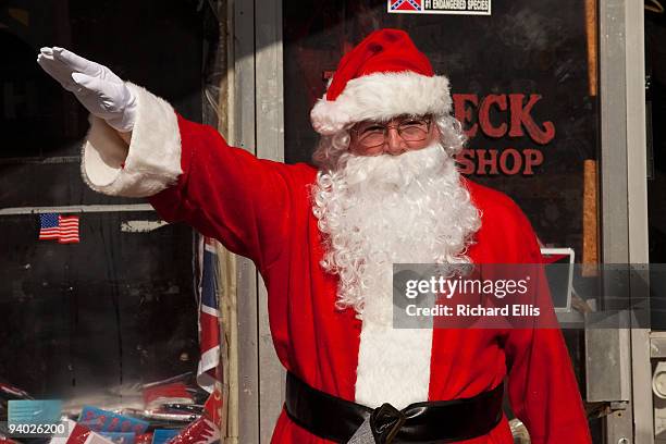 Man dressed as Santa Claus gives a Nazi salute during an event outside the Redneck Shop December 5, 2009 in Laurens, South Carolina. The American...