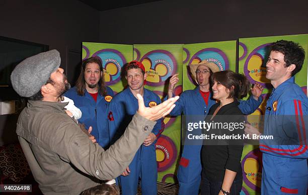 Boxer Oscar de la Hoya, Scott Durbin, David Poche, Scott Smith, Millie Corretjer and Rich Collins with Disney's Imagination Movers in Los Angeles...