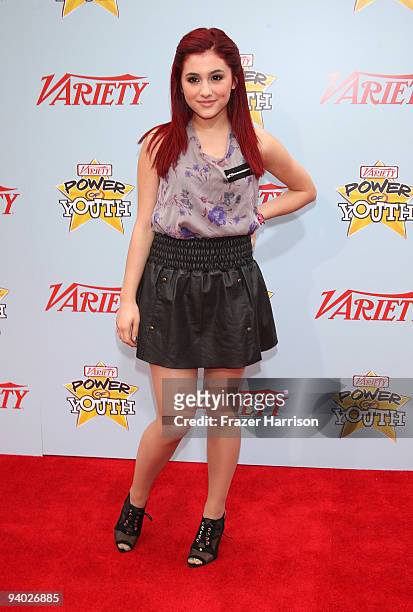 Actress Ariana Grande arrives at Variety's 3rd Annual Power of Youth Event at Paramount Studios, on December 5, 2009 in Los Angeles, California.