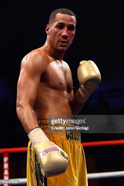 James DeGale poses after winning his middleweight contest against Nathan King on December 5, 2009 in Newcastle upon Tyne, England.