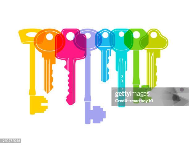 ilustraciones, imágenes clip art, dibujos animados e iconos de stock de racimo de llaves - cerradura