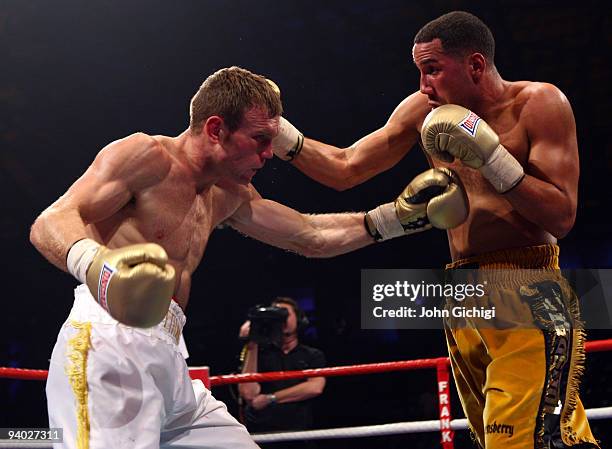 James DeGale throws a right during his middleweight contest against Nathan King on December 5, 2009 in Newcastle upon Tyne, England.