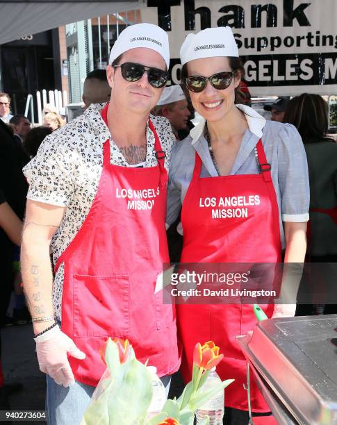 Actor Cameron Douglas and wife/actress Viviane Thibes attend the Los Angeles Mission Easter charity event at the Los Angeles Mission on March 30,...