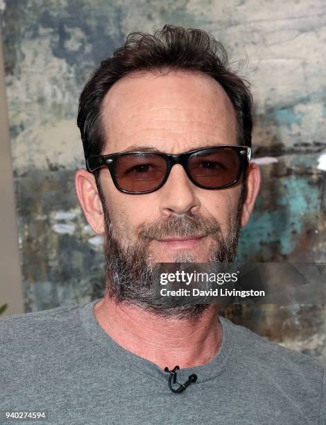 Actor Luke Perry visits Hallmark's "Home & Family" at Universal Studios Hollywood on March 30, 2018 in Universal City, California.
