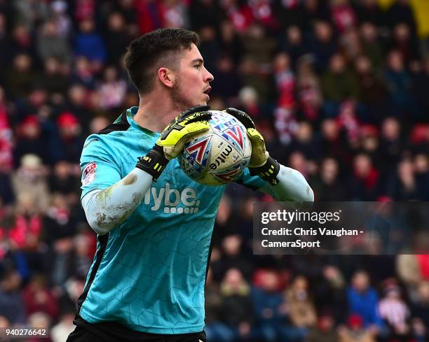 Exeter City's Christy Pym during the Sky Bet League Two match between Lincoln City and Exeter City at Sincil Bank Stadium on March 30, 2018 in...