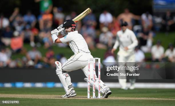 New Zealand batsman Kane Williamson picks up some runs during day two of the Second Test Match between the New Zealand Black Caps and England at...