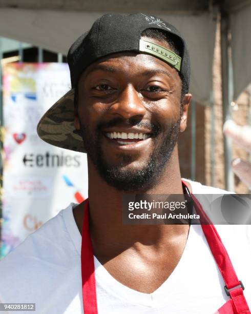 Actor Aldis Hodge attends the Los Angeles Mission Easter Charity event at Los Angeles Mission on March 30, 2018 in Los Angeles, California.