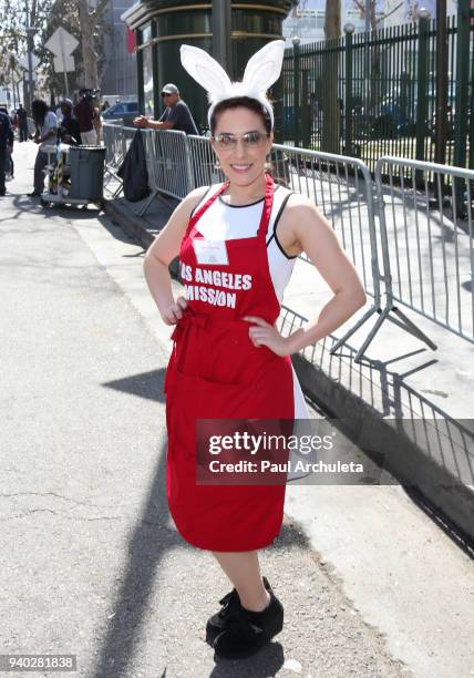 Actress Christina DeRosa attends the Los Angeles Mission Easter Charity event at Los Angeles Mission on March 30, 2018 in Los Angeles, California.