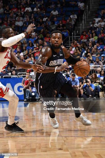 Shelvin Mack of the Orlando Magic handles the ball against the Chicago Bulls on March 30, 2018 at Amway Center in Orlando, Florida. NOTE TO USER:...