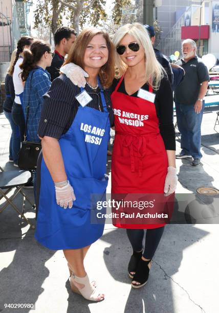 Actress Donna D'Errico and her sister Mary Daniel attend the Los Angeles Mission Easter Charity event at Los Angeles Mission on March 30, 2018 in Los...