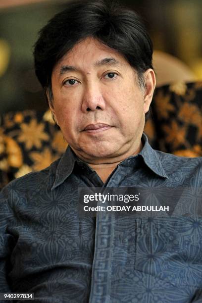 This picture taken on March 30, 2018 shows Indonesian artist Muhammad Guruh Irianto Sukarnoputra posing during a promotional event in Jakarta....