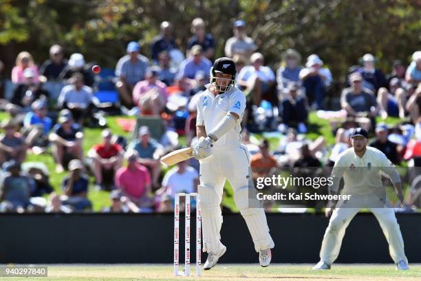 Watling of New Zealand bats during day two of the Second Test match between New Zealand and England at Hagley Oval on March 31, 2018 in Christchurch,...