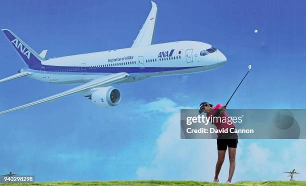 Aditi Ashok of India plays her tee shot on the par 3, eighth hole during the second round of the 2018 ANA Inspiration on the Dinah Shore Tournament...