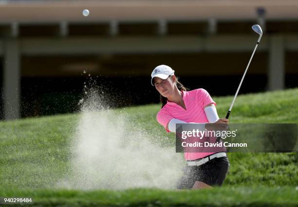 So Laetitia Beck of Israel plays her third shot on the par 4, 16th hole during the second round of the 2018 ANA Inspiration on the Dinah Shore...