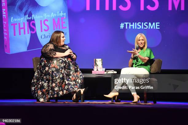 Actress Chrissy Metz and Emily Griffin onstage during "This Is Me: Loving The Person You Are Today" book tour at Center Stage on March 30, 2018 in...