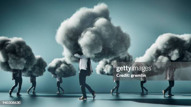 humorous mobile cloud computing conceptual image - oblivious stock pictures, royalty-free photos & images