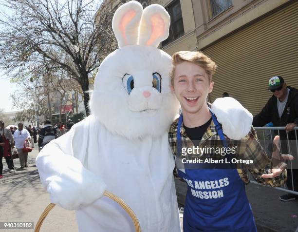 Actor Joey Luthman attends the Los Angeles Mission Easter Charity Event held at Los Angeles Mission on March 30, 2018 in Los Angeles, California.
