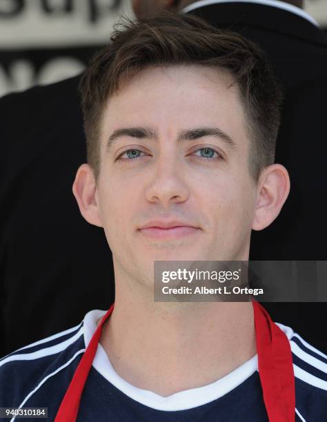 Actor Kevin McHale attends the Los Angeles Mission Easter Charity Event held at Los Angeles Mission on March 30, 2018 in Los Angeles, California.